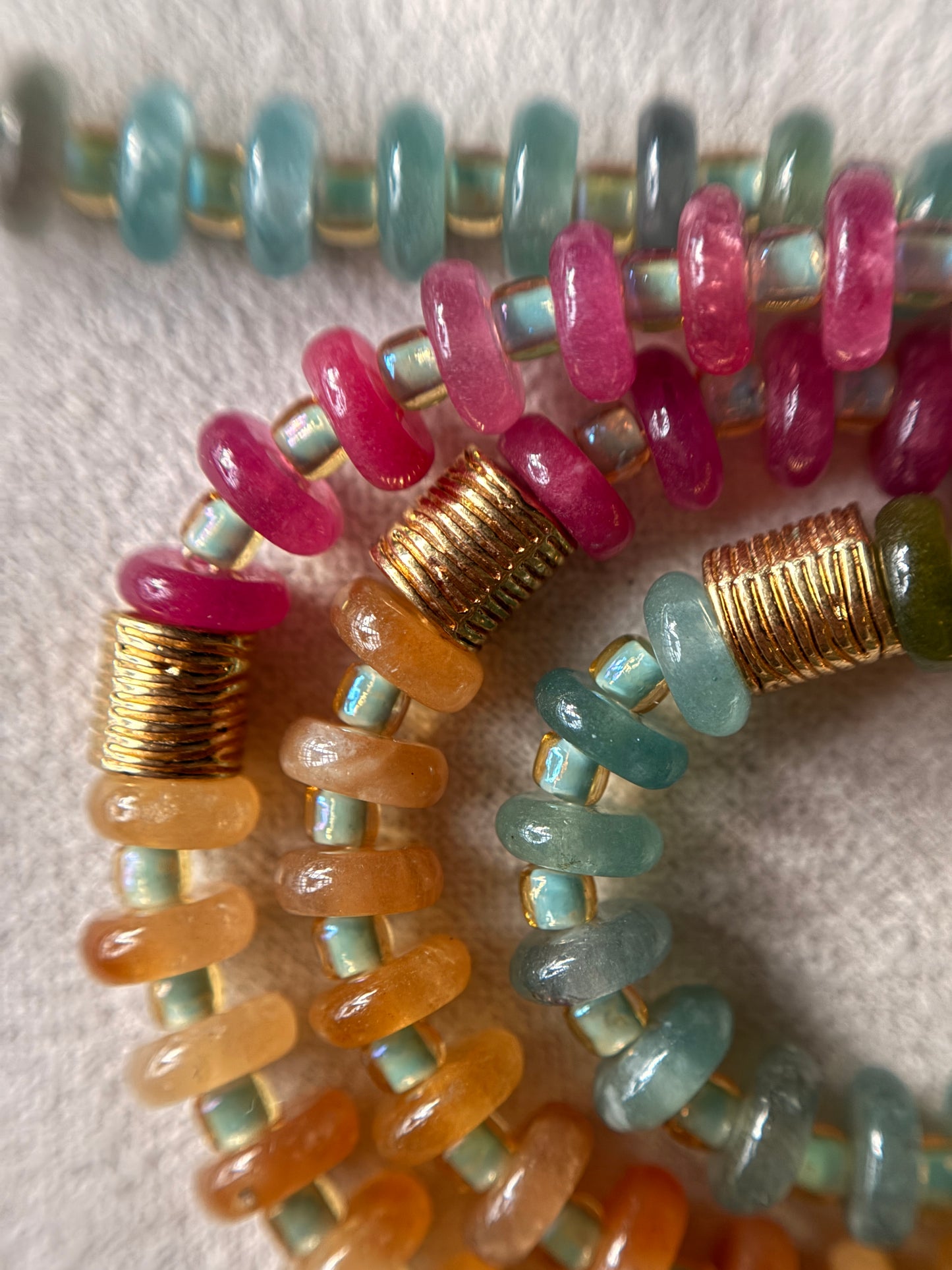 Tourmaline w/ Gold Plated Tube Spacers 16”