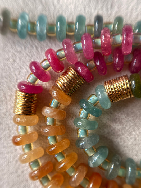 Tourmaline w/ Gold Plated Tube Spacers 16”