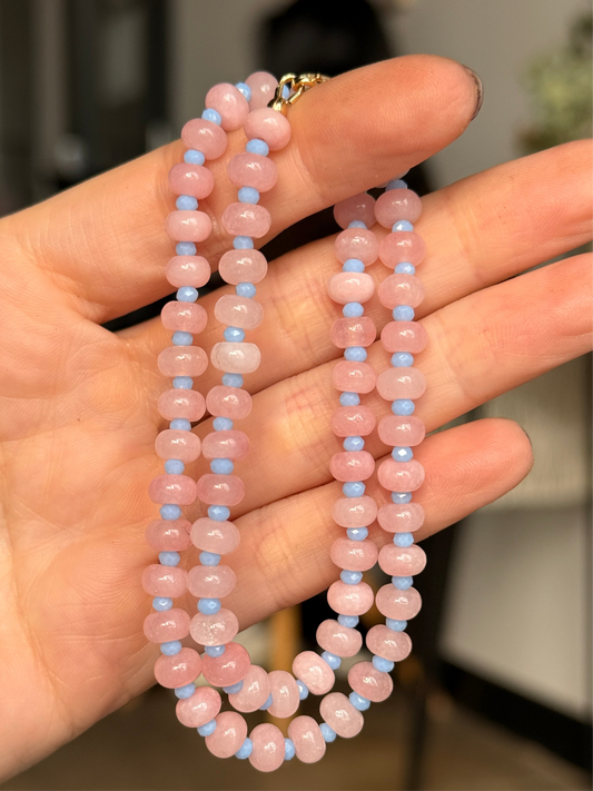 Baby Pink + Blue Spacers 15.5”