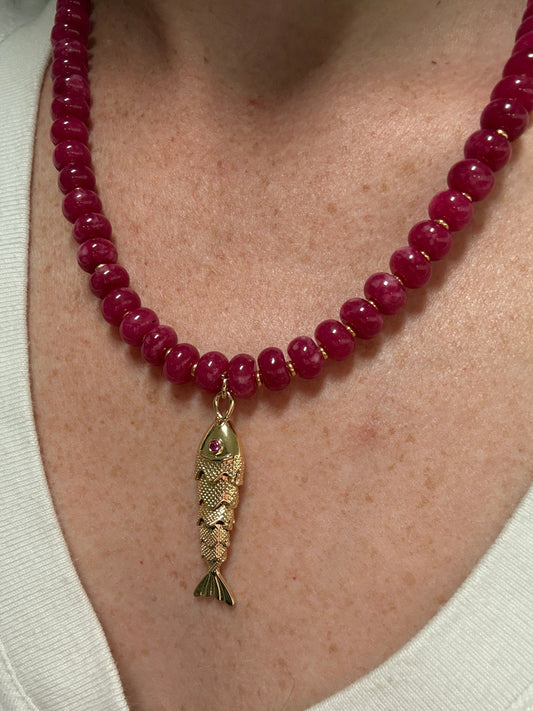Fuscia Fish Necklace