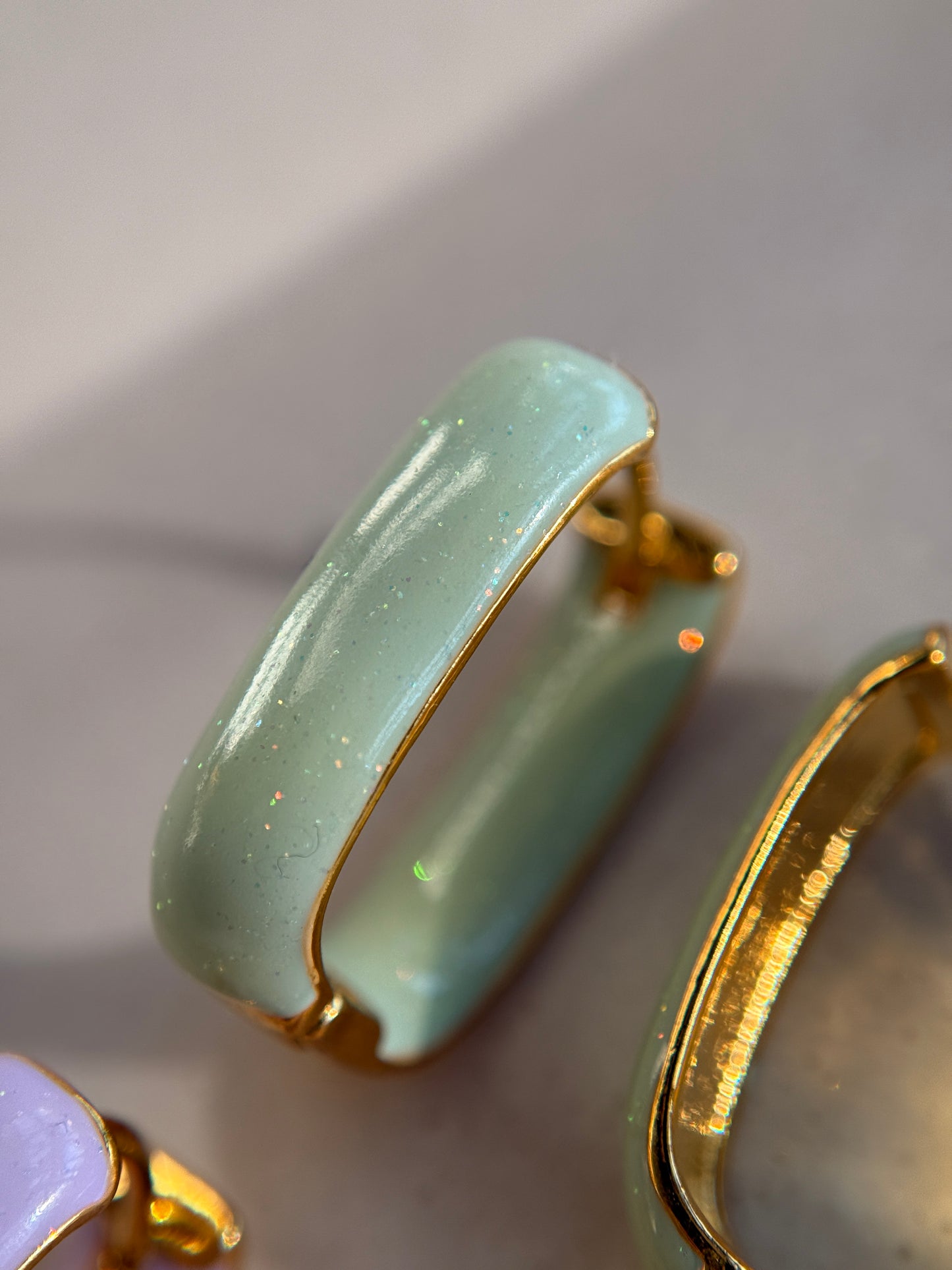 Sparkly Rectangle Enamel Hoops