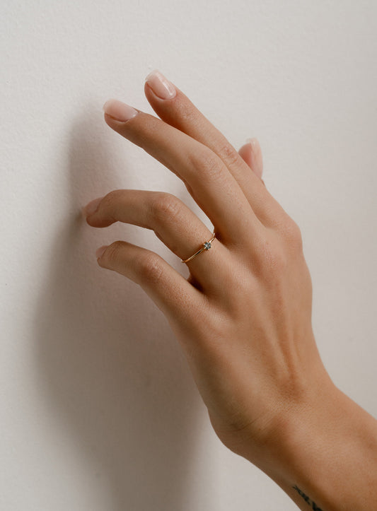 14k Solid Gold Blue Topaz Ring