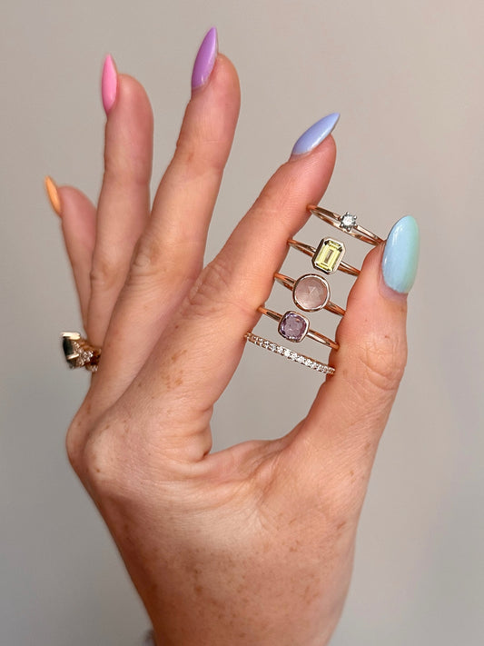 14k Solid Gold Rose Quartz Ring