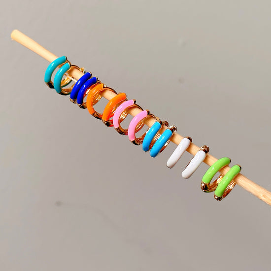 Tiny Enamel Hoops - Quad Espresso Jewelry