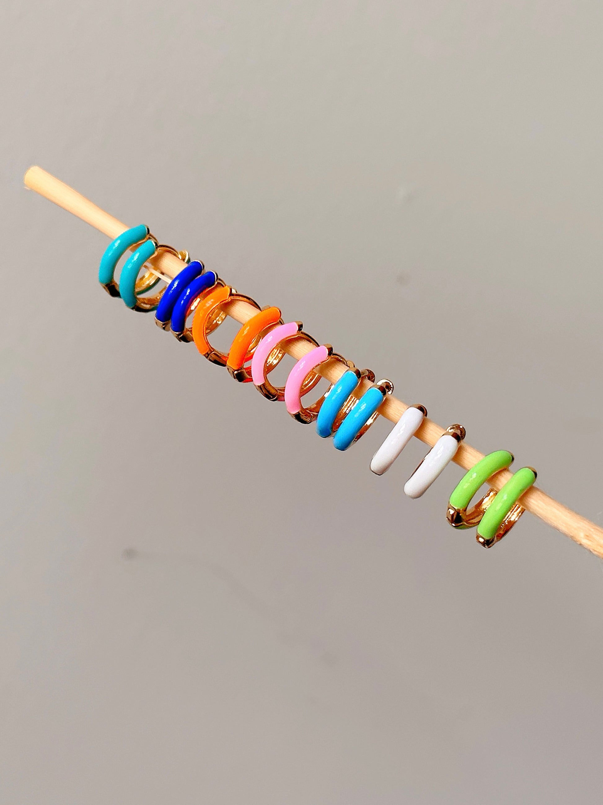 Tiny Enamel Hoops - Quad Espresso Jewelry