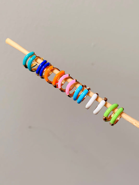Tiny Enamel Hoops - Quad Espresso Jewelry