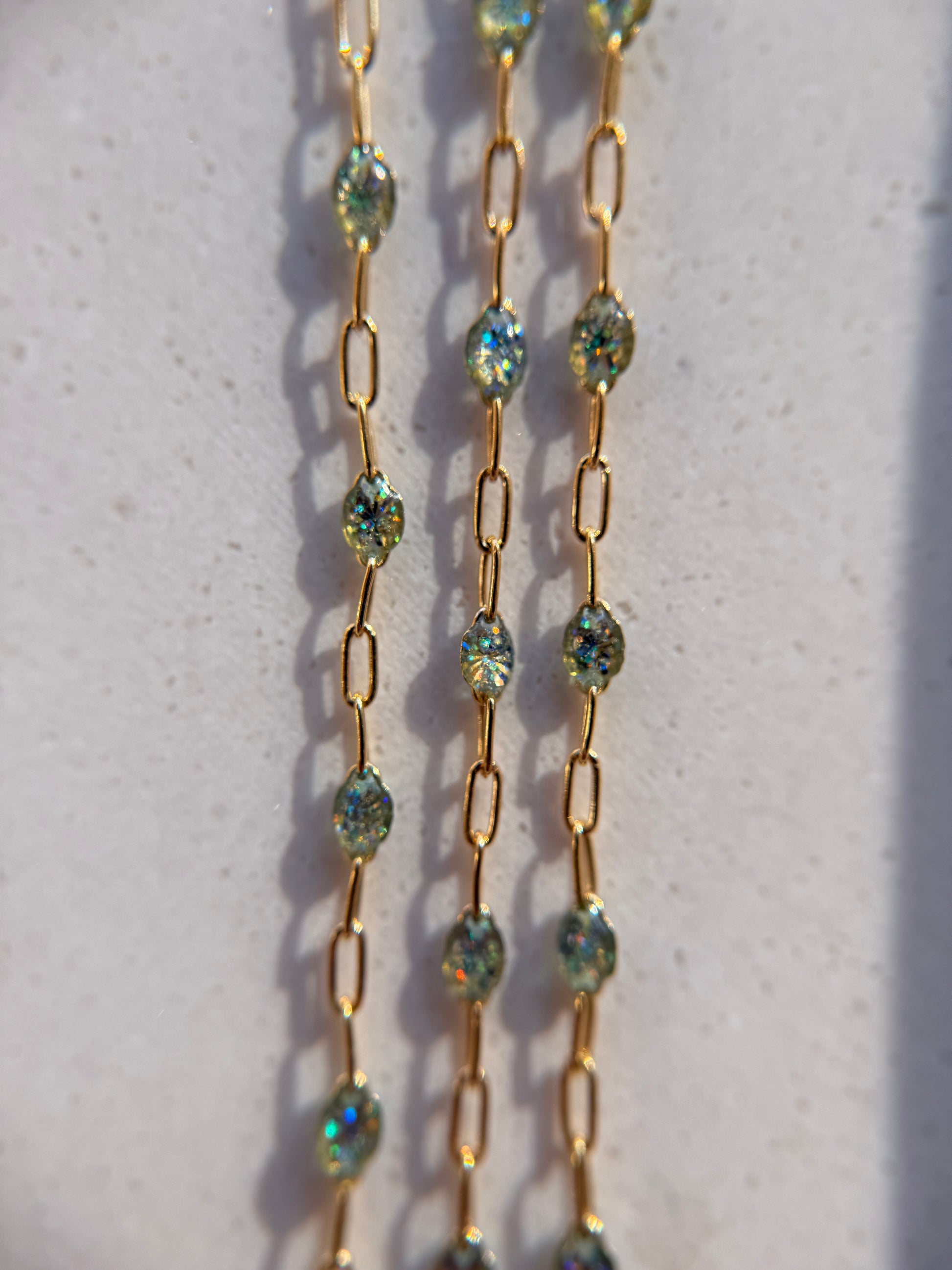 Opalite Enamel Chain - Quad Espresso Jewelry