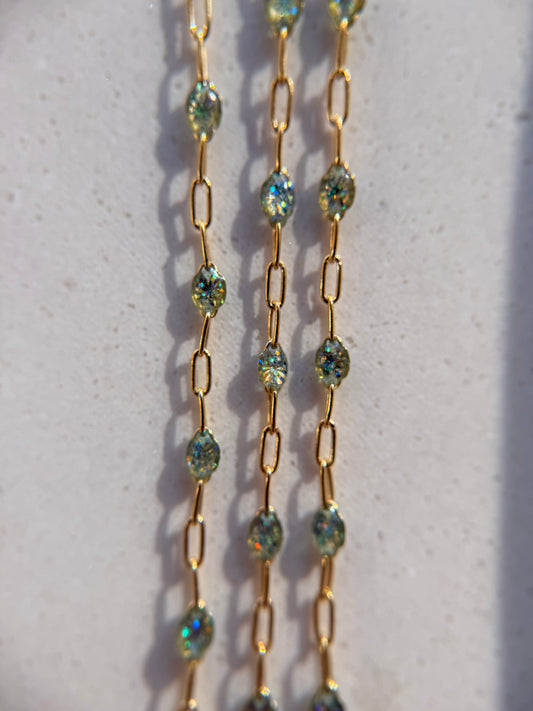 Opalite Enamel Chain - Quad Espresso Jewelry