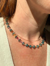 Blue Topaz + Rainbow Sapphire Necklace