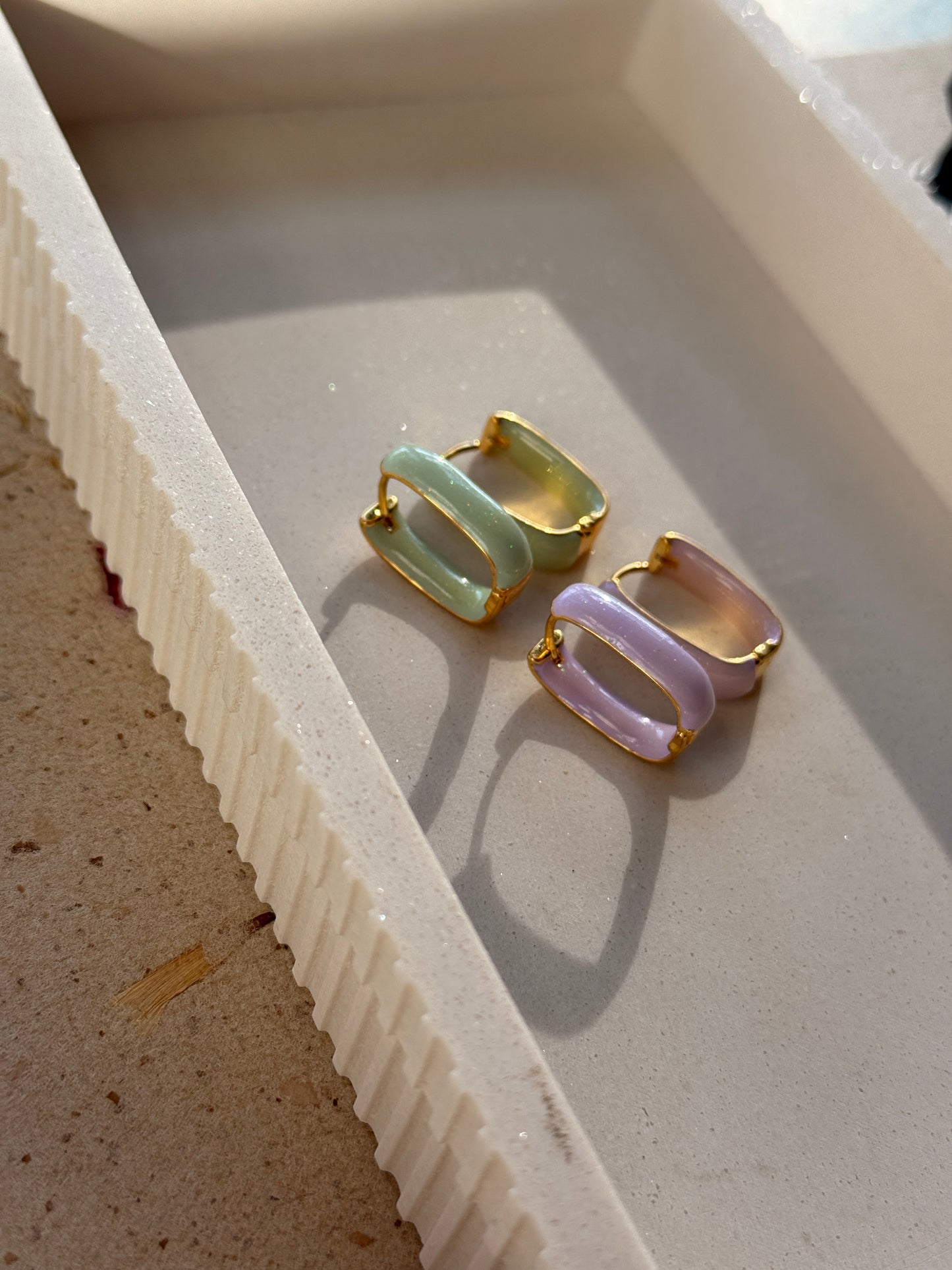 Sparkly Rectangle Enamel Hoops