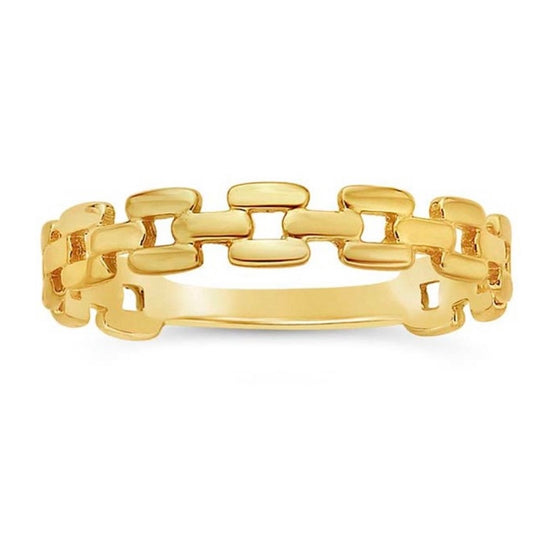 14k Solid Gold Square Link Ring