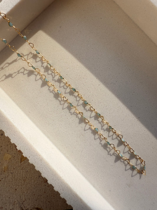 Blue Heart Enamel Chain