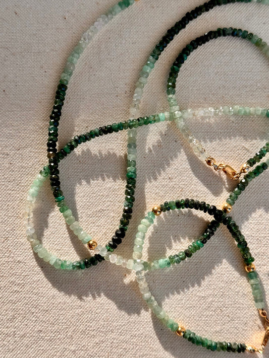 Faceted Emerald Necklace & Bracelet