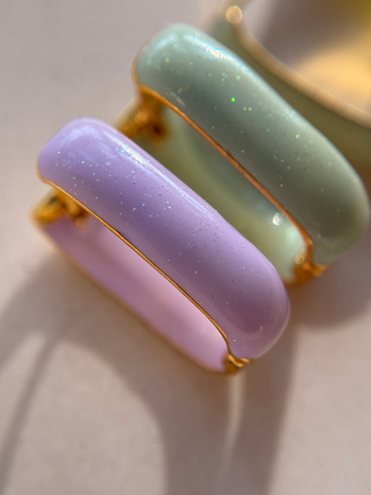Sparkly Rectangle Enamel Hoops