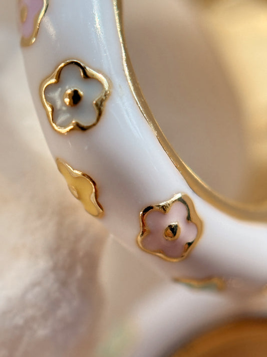 Flower Enamel Hoops
