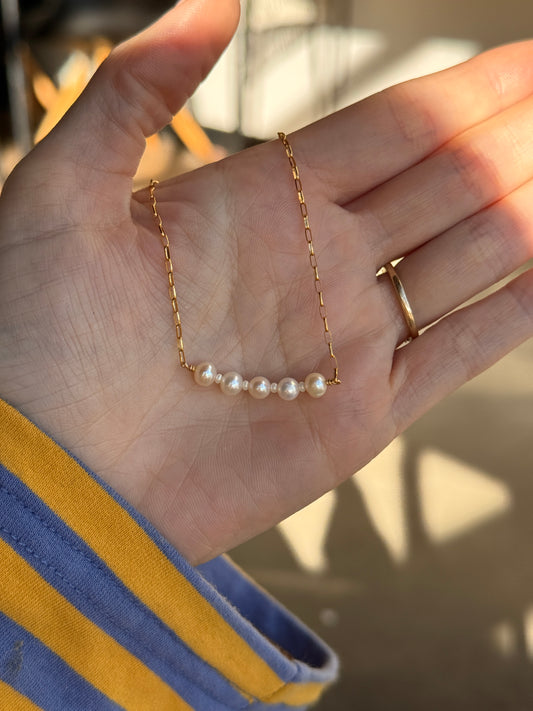 Nine Pearl Bar Necklace