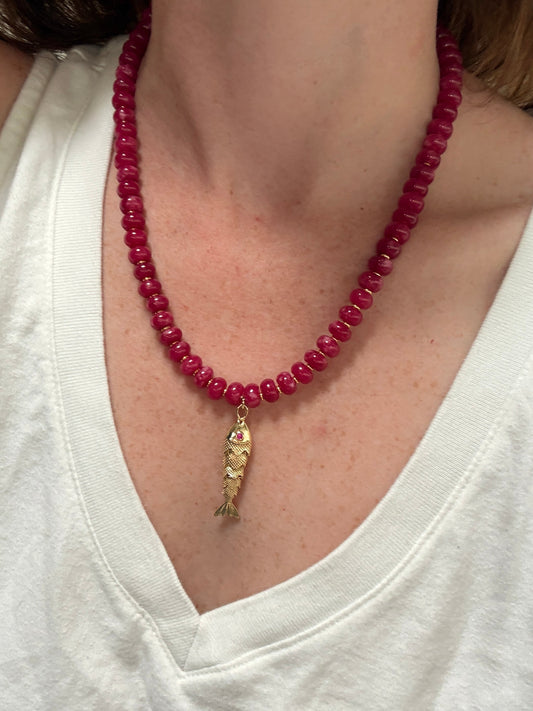 Fuscia Fish Necklace