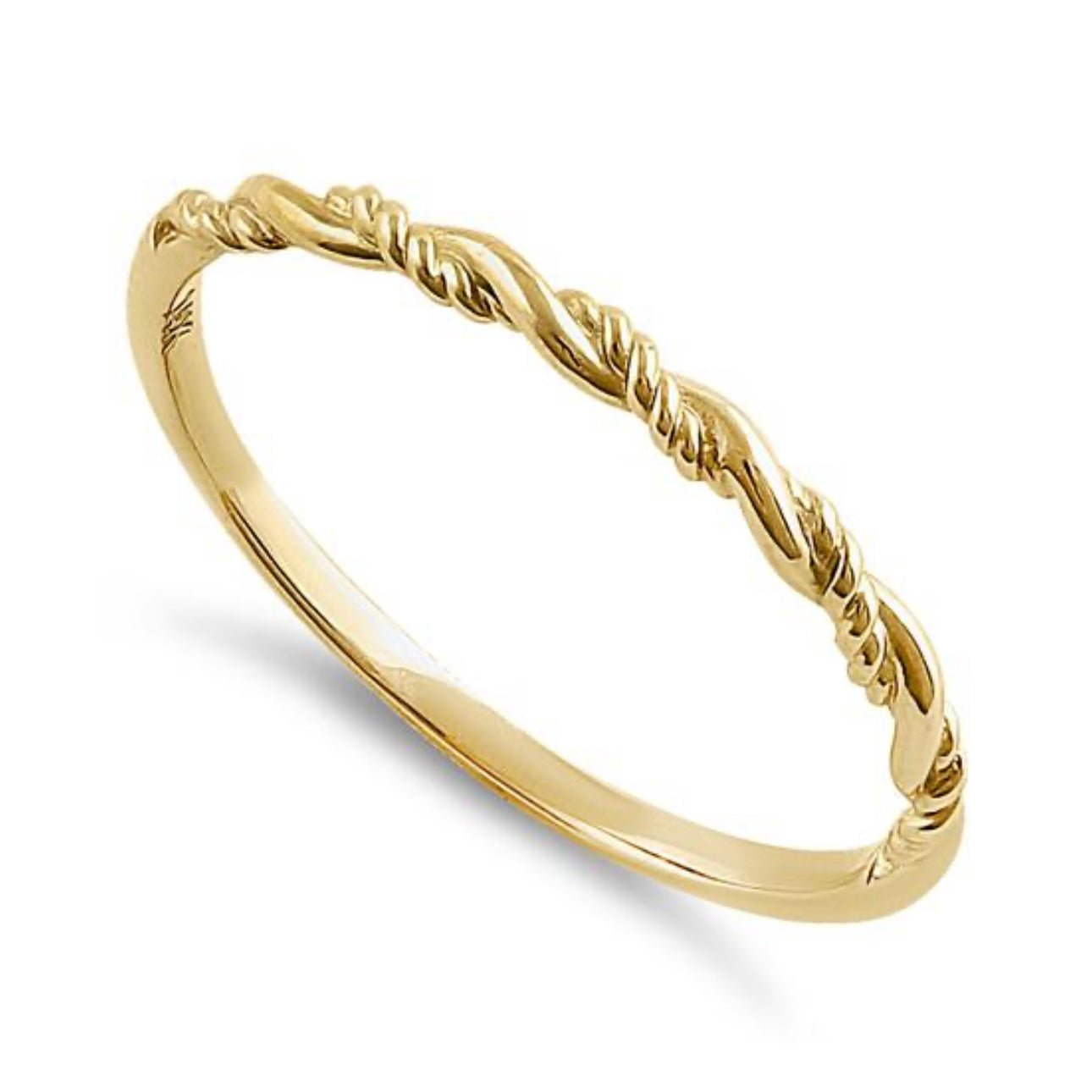 14k Solid Gold Twisted Stackable Ring