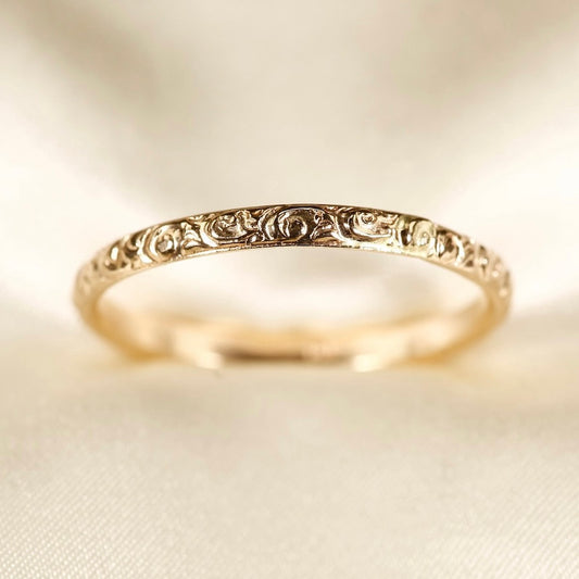 14k Solid Gold Textured Ring