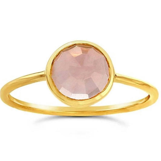 14k Solid Gold Rose Quartz Ring