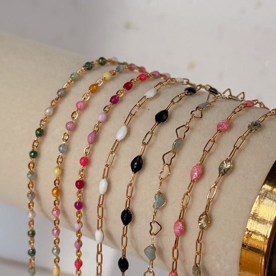 Opalite Enamel Chain - Quad Espresso Jewelry