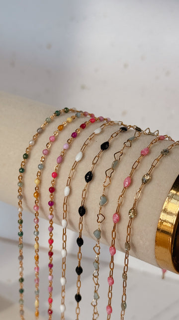 Opalite Enamel Chain - Quad Espresso Jewelry
