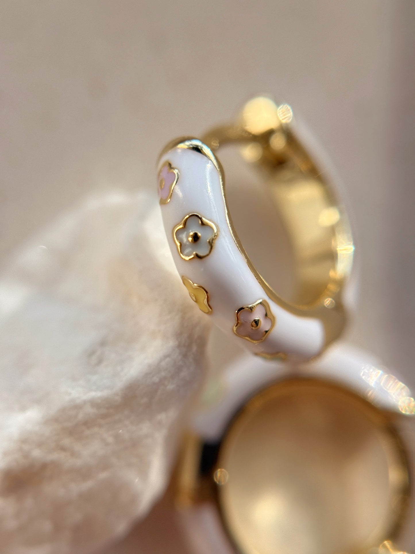 Flower Enamel Hoops