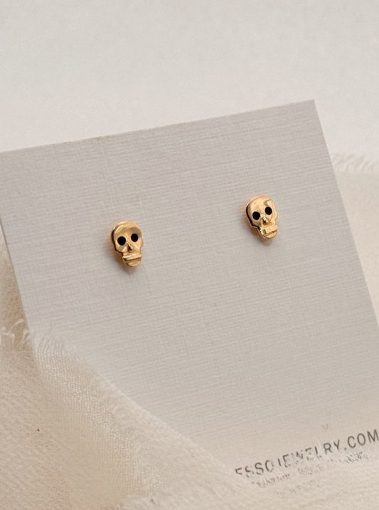 14k Solid Gold Skull Studs