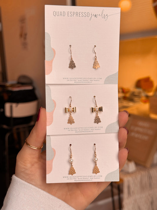 Christmas Tree Bow Earrings