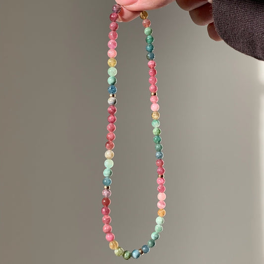 Tourmaline & Gold Beaded Necklace