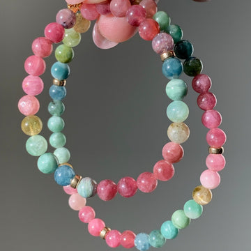 Tourmaline & Gold Beaded Bracelet