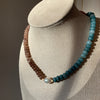 Blue, Brown and Pearl Beaded Necklace