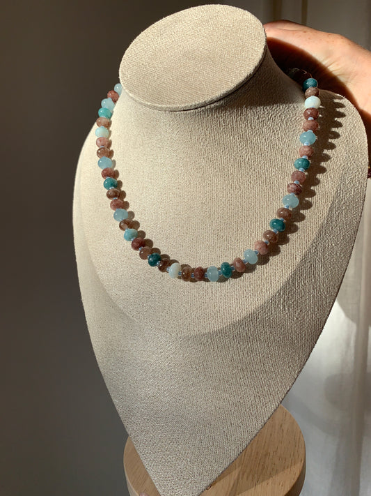 Cozy Blue Beaded Necklace