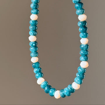 Blueberry Cream Beaded Necklace