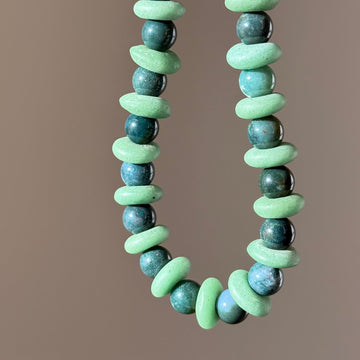 Deep Green Disc Beaded Necklace
