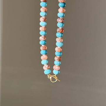 Blue & Brown Toggle Beaded Necklace