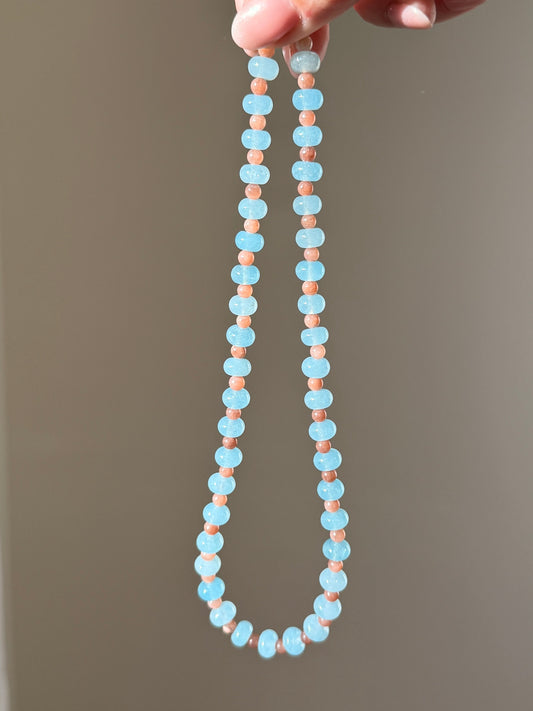 Blue & Chestnut Beaded Necklace