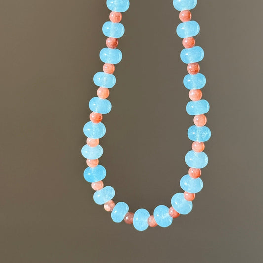Blue & Chestnut Beaded Necklace