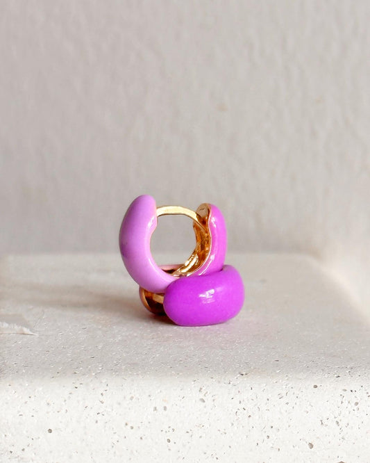 Two Toned Enamel Huggies