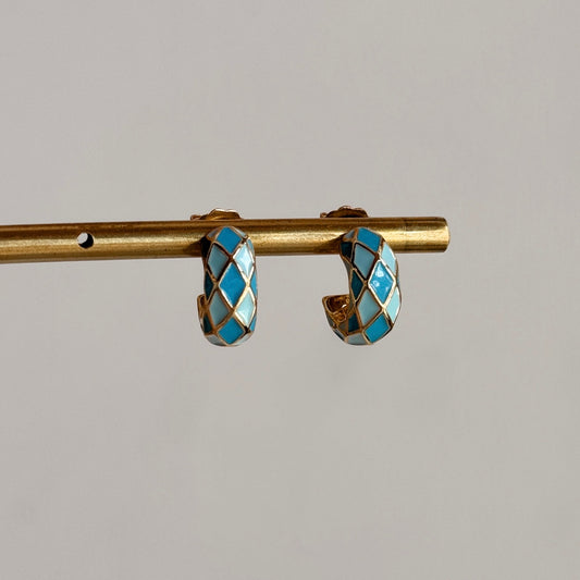 Blue Diamond Enamel Hoops