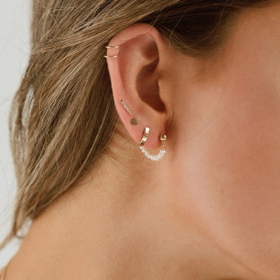 14k Solid Gold Mini Diamond Bar Studs - Quad Espresso Jewelry