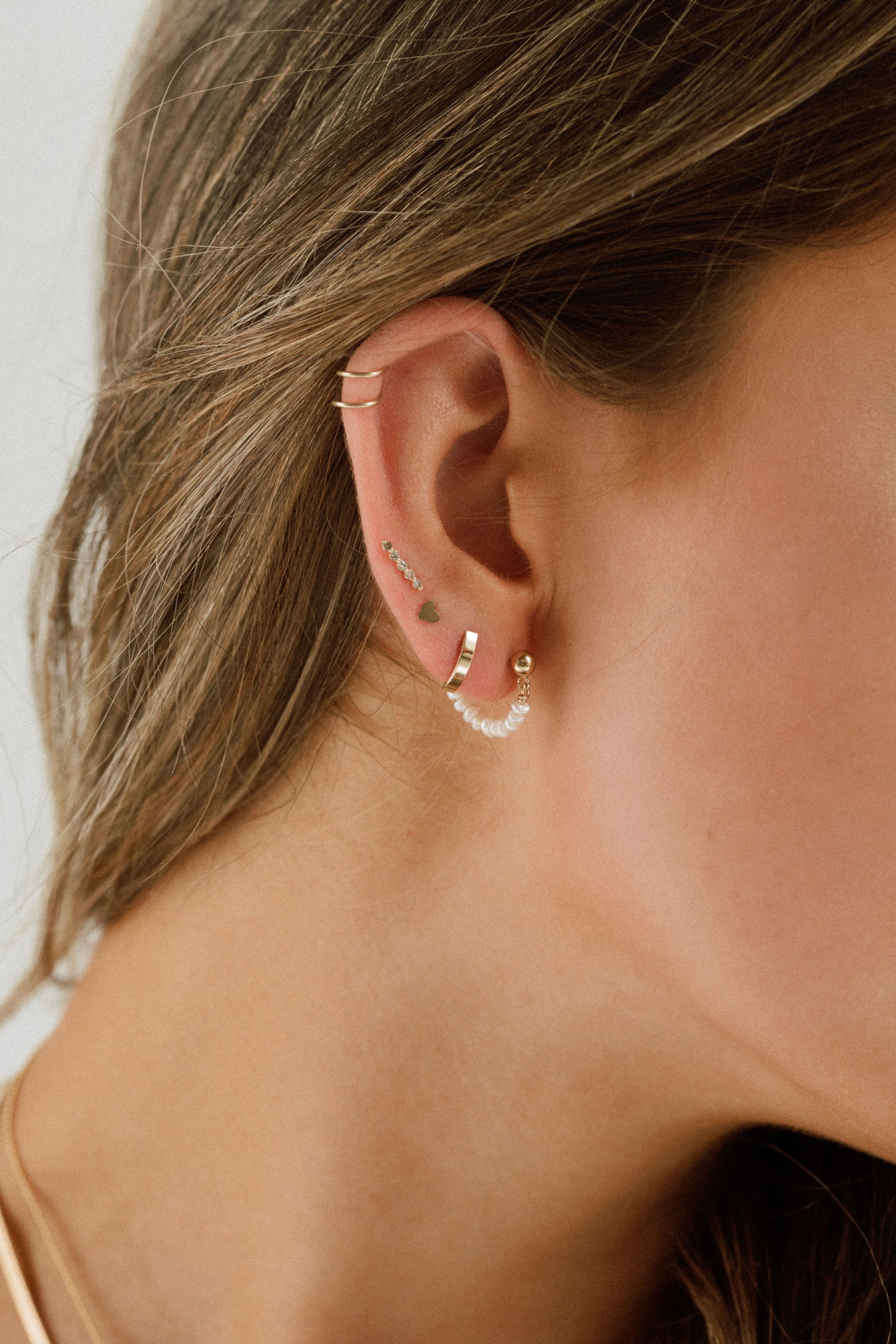 14k Solid Gold Mini Diamond Bar Studs - Quad Espresso Jewelry