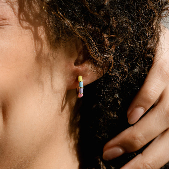 Pastel Rainbow Enamel Hoops - Quad Espresso Jewelry