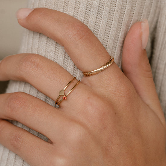 Heart & Birthstone Stack - Quad Espresso Jewelry