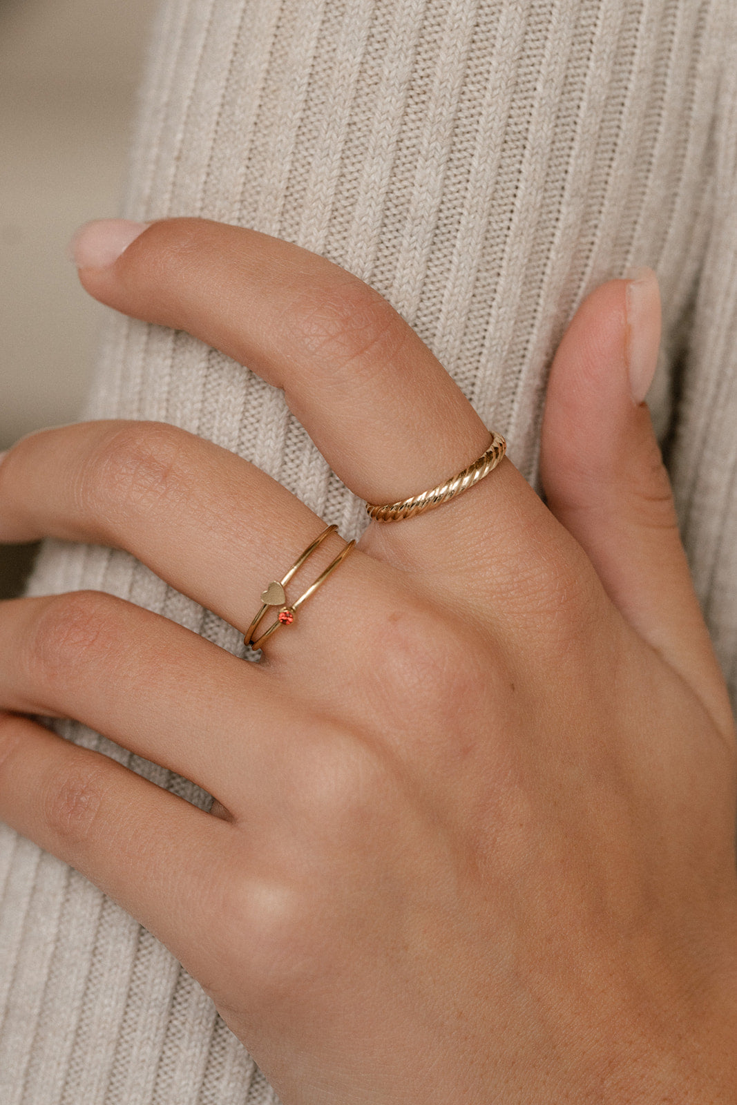Heart & Birthstone Stack - Quad Espresso Jewelry
