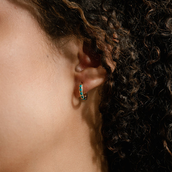 Turquoise Huggie Hoops - Quad Espresso Jewelry