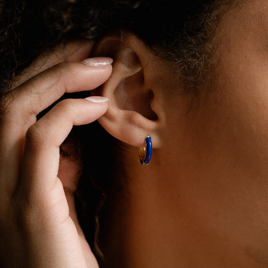 Tiny Enamel Hoops - Quad Espresso Jewelry