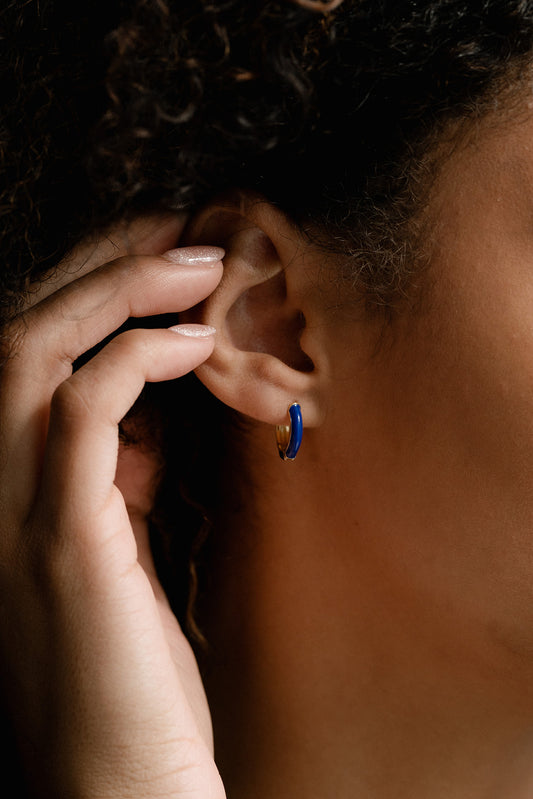 Tiny Enamel Hoops - Quad Espresso Jewelry