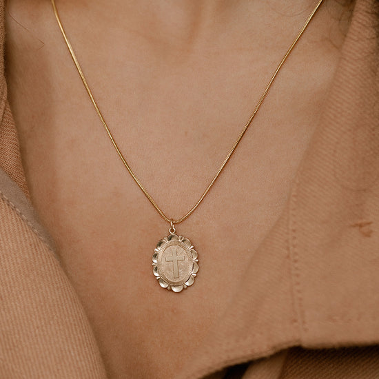 Cross Medallion Charm Necklace - Quad Espresso Jewelry