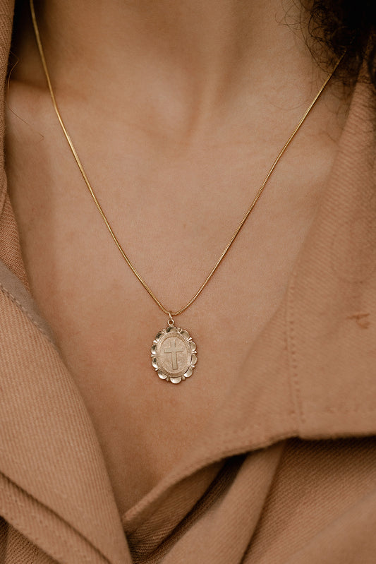Cross Medallion Charm Necklace - Quad Espresso Jewelry